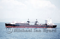 Nearing Panama, a freighter passing us